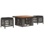 vidaXL Tuin eettafelset 3 pcs Grijs en Donkergrijs poly rattan