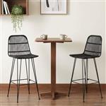 vidaXL Barkruk 2 pcs Zwart 44 x 55 x 109 cm Rattan en staal