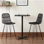 vidaXL Barkruk 2 pcs Zwart 44 x 54 x 96 cm Rattan en staal