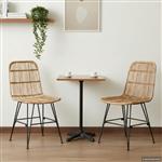 vidaXL Eetkamerstoel 2 pcs Naturel 41 x 55 x 85 cm Rattan en staal