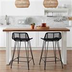 vidaXL Barkruk 2 pcs Zwart 44 x 45 x 76 cm Rattan en staal