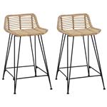 vidaXL Barkruk 2 pcs Naturel 44 x 45 x 76 cm Rattan en staal