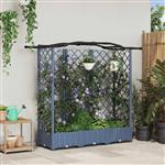 vidaXL Verhoogd Bed met Trellis en Dak Grijs 163 x 40 x 126 cm PP
