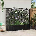 vidaXL Verhoogd Bed met Trellis en Dak Zwart 204 x 40 x 141 cm PP