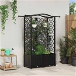 vidaXL Verhoogd Bed met Trellis en Dak Zwart 122 x 40 x 141 cm PP