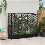 vidaXL Verhoogd Bed met Trellis en Dak Zwart 203,5 x 40 x 125 cm PP