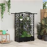 vidaXL Verhoogd Bed met Trellis en Dak Zwart 124 x 40 x 126 cm PP