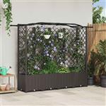 vidaXL Verhoogd Bed met Trellis en Dak Bruin 204 x 40 x 141 cm PP