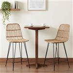 vidaXL Barkruk 2 pcs Naturel 44 x 54 x 96 cm Rattan en staal