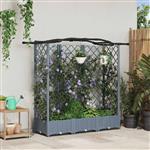 vidaXL Verhoogd Bed met Trellis en Dak Lichtgrijs 163 x 40 x 126 cm PP