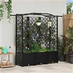 vidaXL Verhoogd Bed met Trellis en Dak Zwart 163 x 40 x 141 cm PP