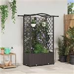 vidaXL Verhoogd Bed met Trellis en Dak Bruin 122 x 40 x 141 cm PP