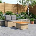 vidaXL 2 Stuk Tuin middelste sofa met uitschuiftafel poly rattan