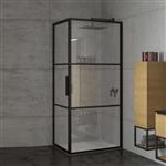 Douchecabine Riho Grid met Klapdeur 80x80 cm 6mm Helderglas Zwarte Profielen