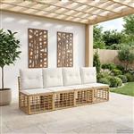 vidaXL 4-Zits Tuin Sofa Armloos 4 pcs 4-Aantal zitplaatsen Naturel