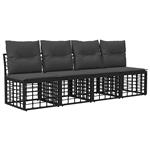 vidaXL 4-Zits Tuin Sofa Armloos 4 pcs 4-Aantal zitplaatsen Zwart