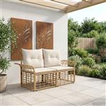vidaXL Buiten loveseat 2 pcs Natuurlijk en Crème Wit poly rattan