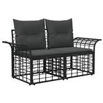 vidaXL Buiten loveseat 2 pcs Zwart en Donkergrijs poly rattan