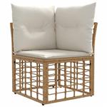 vidaXL Modulaire Outdoor Hoek Sofa Eenheid Naturel poly rattan