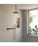 BWS Inbouw Regendouche | Sensa | Brons | Plafonduitloop | 30cm Hoofddouche met Handdouche | Stopkran