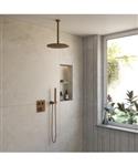 BWS Inbouw Regendouche | Sensa | Brons | Plafonduitloop | 30cm Hoofddouche met Handdouche | Drukknop