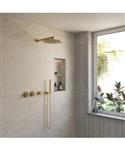BWS Inbouw Regendouche | Sensa | Goud | Wanduitloop | 30cm Hoofddouche met Handdouche | Stopkranen