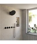 BWS Inbouw Regendouche | Sensa | Mat Zwart PVD | Wanduitloop | 32cm Hoofddouche met Handdouche | Sto