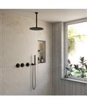 BWS Inbouw Regendouche | Sensa | Mat Zwart PVD | Plafonduitloop | 30cm Hoofddouche met Handdouche | 