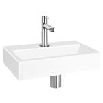 Fonteinset Differnz Flat Keramiek 38x24x7 cm Wit Met Rechte Kraan Chroom