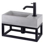 Fonteinset Differnz Jukon Rechts 38.5x18.5x18 cm Met Handdoekrek Beton Donker Grijs (inclusief mat z