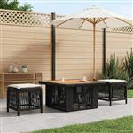 vidaXL Tuin eettafelset met kussen 3 pcs Beige en Crème poly rattan