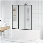 vidaXL Opvouwbare Douchescherm Zwart en Volle Frost 132 x 2 x 140 cm