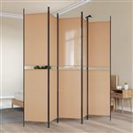 vidaXL 5-Panel Room Divider Beige 250 x 220 cm Stof