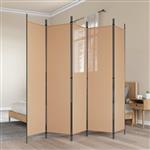 vidaXL 5-Panel Room Divider Beige 250 x 200 cm Stof