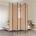 vidaXL 5-Panel Room Divider Beige 200 x 220 cm Stof