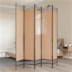 vidaXL 5-Panel Room Divider Beige 200 x 200 cm Stof