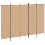 vidaXL 5-Panel Room Divider Beige 250 x 180 cm Stof