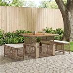 vidaXL Tuin eettafelset met kussen 3 pcs Beige en Crème poly rattan
