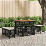 vidaXL Tuin eettafelset met kussen 3 pcs Beige en Crème poly rattan