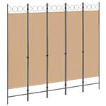 vidaXL 5-Panel Room Divider Beige 200 x 180 cm Stof