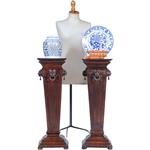 Stel van 2 Neo-renaissance zuilen ca 1860 met leeuwenmaskers (No.400925)