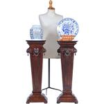 Stel van 2 Neo-renaissance zuilen ca 1860 met leeuwenmaskers (No.400925)