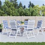 vidaXL Tuinkussen 6 st Blauw en Wit 120 x 50 x 7 cm Stof