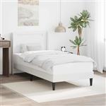 vidaXL Bedframe met LED-stripverlichting Wit 90 x 200 cm Kunstleer
