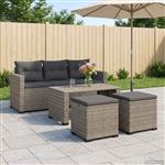 vidaXL Tuinvoetbank met Kussen 2 stuks Grijs polyrattan