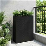 vidaXL Hoge Plantenbak Zwart 55 x 22 x 70 cm polyrattan