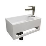 Fontein Boss & Wessing Solid Surface met Handdoekrek Mat Wit (kraangat rechts)