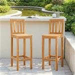 vidaXL Barkruk 2 pcs Naturel 35 x 45 x 110 cm Massief Teakhout