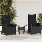 vidaXL Tuinstoel 2 pcs Zwart 56 x 64 x 94 cm Staal en Polyester