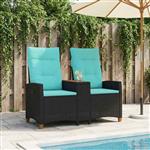 vidaXL Ligbank met tafel Zwart en Turquoise 126 x 65 x 112 cm